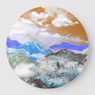 Mountains (photo montage) 2 large clock