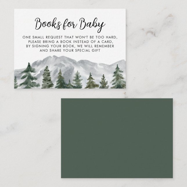 Mountains Pine Forest Baby Shower Book Request  Enclosure Card (Front/Back)