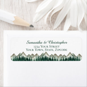 Mountains & Pine Small Wedding Return Address Label