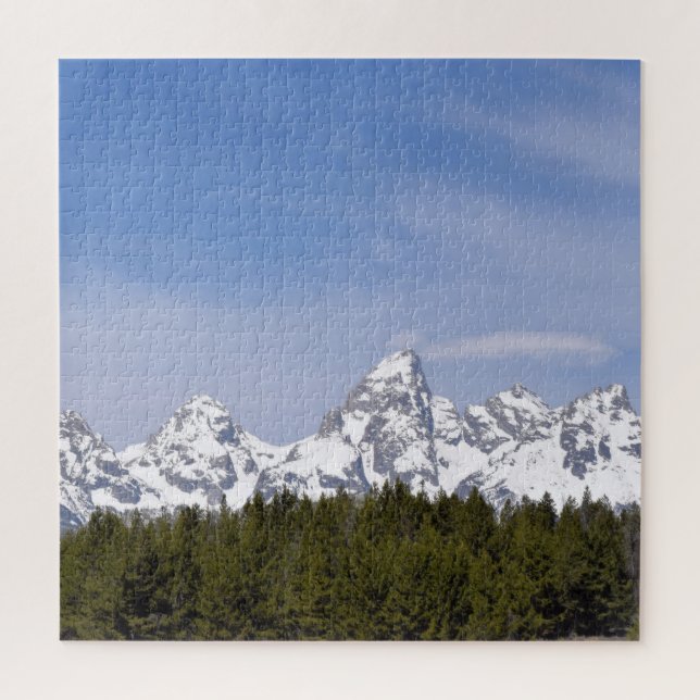 Mountains, Pine Trees, and Blue Skies - 20x20 inch Jigsaw Puzzle (Vertical)
