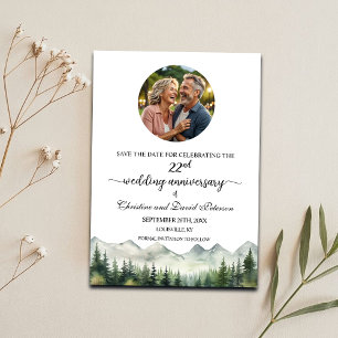 Mountains Pines 22nd Wedding Anniversary Photo Save The Date