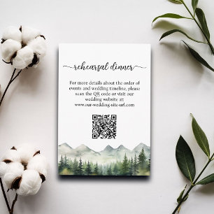 Mountains Pines QR Code Rehearsal Dinner Enclosure Card