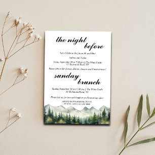 Mountains Pines Rehearsal Dinner & Sunday Brunch Invitation