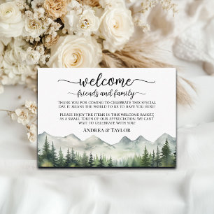 Mountains Pines Welcome Gift Bag Basket Place Card