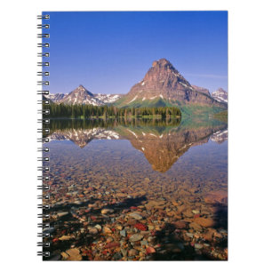 Mountains reflect into calm Two Medicine Lake in Notebook