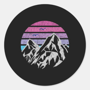Mountains Retro Sunset Vintage Graphic Hiking Camp Classic Round Sticker