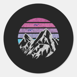 Mountains Retro Sunset Vintage Graphic Hiking Camp Classic Round Sticker