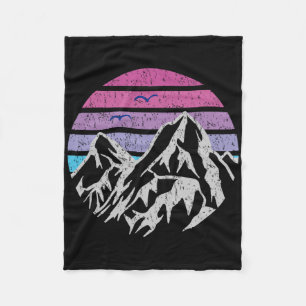Mountains Retro Sunset Vintage Graphic Hiking Camp Fleece Blanket