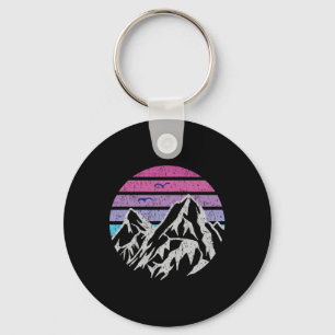 Mountains Retro Sunset Vintage Graphic Hiking Camp Key Ring