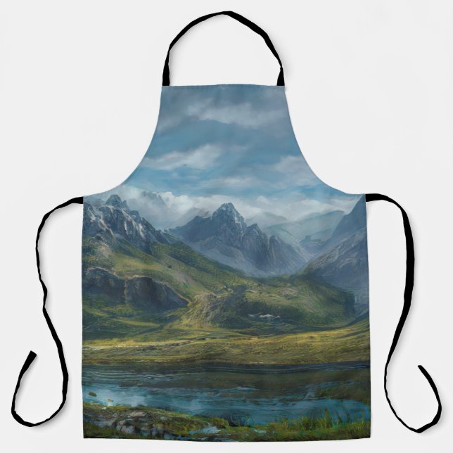Mountains river grass pasture apron (Front)