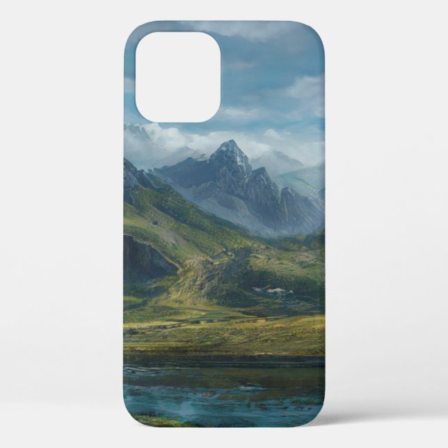 Mountains river grass pasture Case-Mate iPhone case (Back)