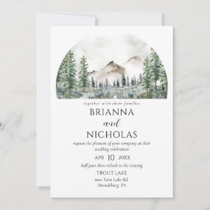 Mountains Rustic Forest Wedding Invitation