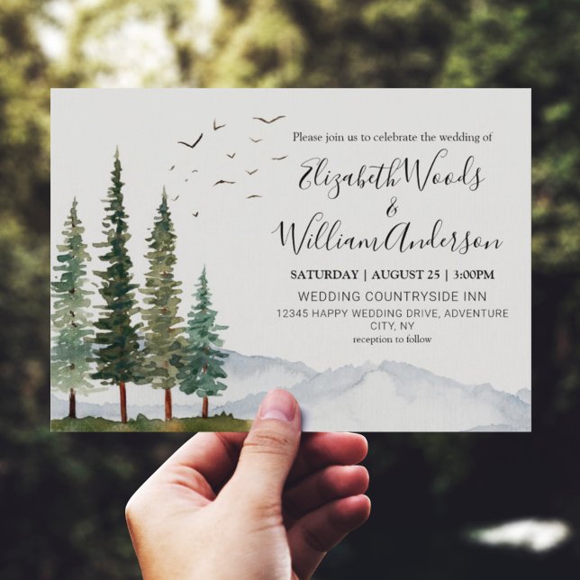 Mountains - Rustic Pine Wedding  Invitation (Creator Uploaded)