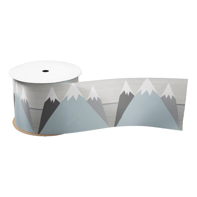 Mountains Satin Ribbon Spool grey Teal Bow (Spool)