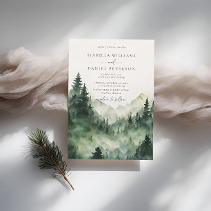 Mountains Scene Forest Rustic Outdoor Wedding Invitation