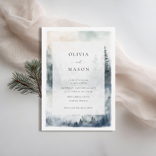 Mountains Scene Rustic Blue Ridge Romantic Wedding Invitation