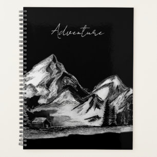 Mountain's Scene Sketch hand-drawn valley trees  Planner
