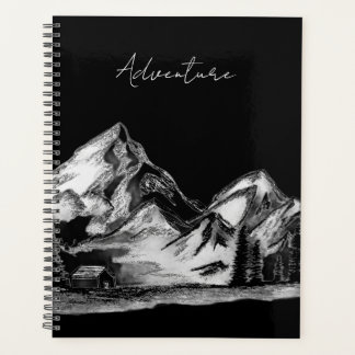 Mountain's Scene Sketch hand-drawn valley trees  Planner