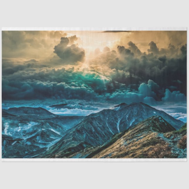 Mountains Sky Clouds Decoupage Tissue Paper (Front)