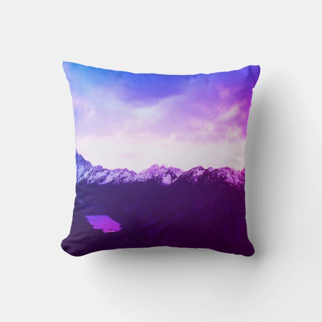 *~* Mountains Sky Soft Blues & Lavender Photo Cushion (Front)