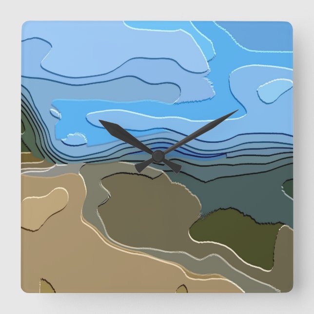 MOUNTAINS SQUARE WALL CLOCK (Front)