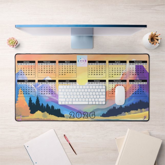 Mountains sunset - 2026 company calendar desk mat (Office 1)