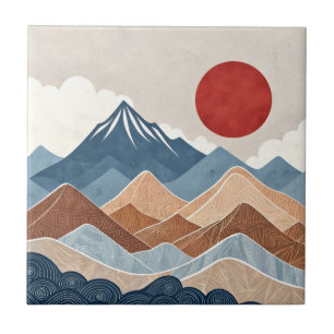 Mountains Sunset Beauty Ceramic Tile