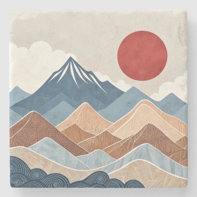 Mountains Sunset Beauty Stone Coaster (Front)