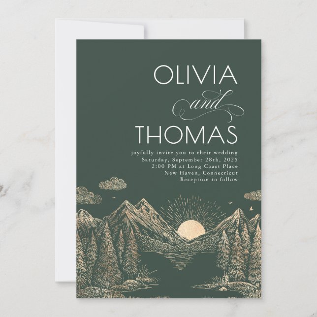Mountains Sunset Nature Wedding Elegant Invitation (Front)