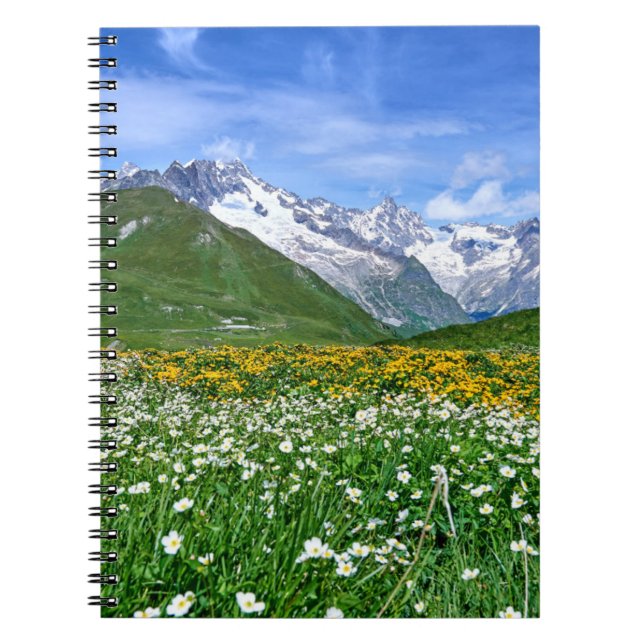 Mountains | Swiss Alps Valley Spring Notebook (Front)
