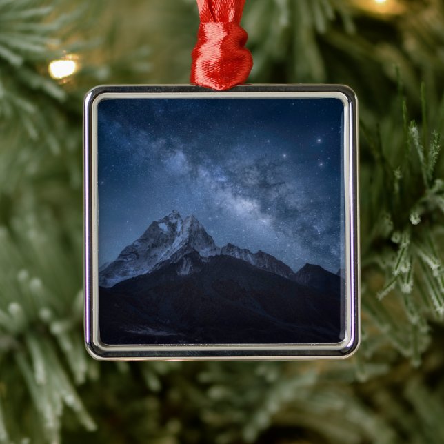 Mountains | Thamserku Mountain, Nepal Metal Ornament (Tree)