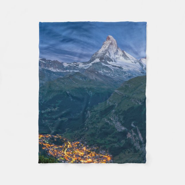 Mountains | The Matterhorn, Zermatt, Swiss Alps Fleece Blanket (Front)