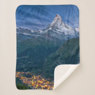 Mountains The Matterhorn, Zermatt, Swiss Alps Sherpa Blanket