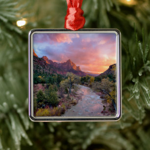 Mountains The Watchman Zion Nathional Park Utah Metal Ornament