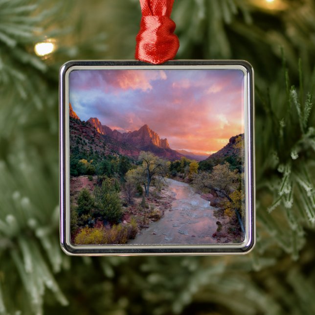 Mountains | The Watchman Zion Nathional Park Utah Metal Ornament (Tree)