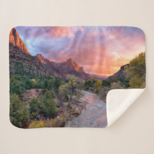 Mountains   The Watchman Zion Nathional Park Utah Sherpa Blanket