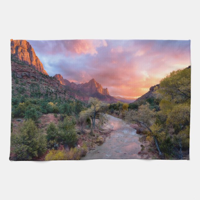 Mountains | The Watchman Zion Nathional Park Utah Tea Towel (Horizontal)