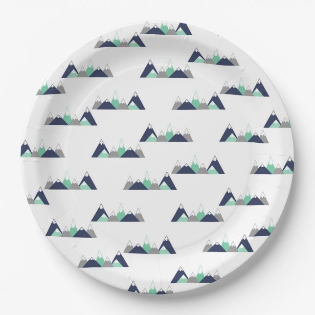 Mountains Themed Baby Shower Paper Plates (Front)