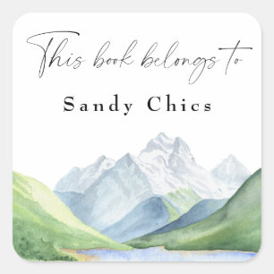 Mountains - this book belongs to square sticker