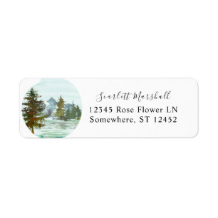 Mountains & Trees Rustic Return Address Label