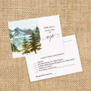 Mountains & Trees Rustic w Meal RSVP Card