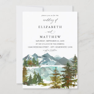 Mountains & Trees Rustic Wedding V2 Invitation