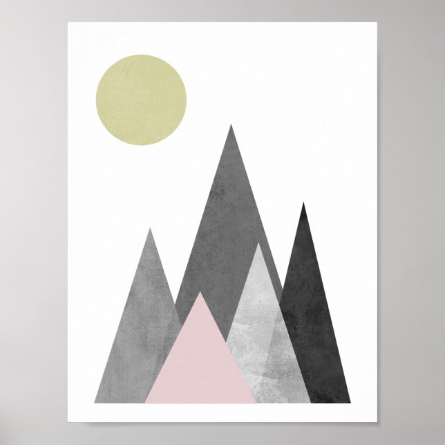 Mountains under the Sun geometric poster (Front)
