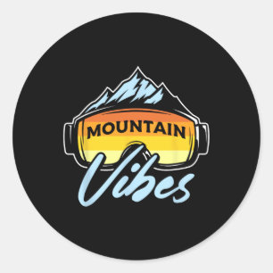Mountains Vibes Winter Sports Skiing Snowboarding  Classic Round Sticker