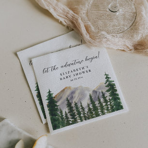 Mountains Watercolor Forest Baby Shower Napkin