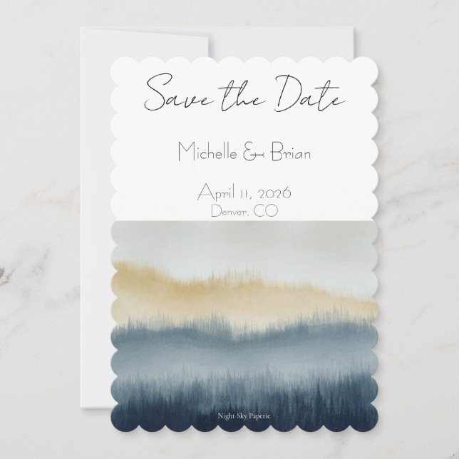 Mountains Watercolor Save the Date (Front)