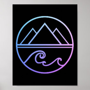 Mountains Waves Nature Outdoor Surf Hiking Surfer Poster