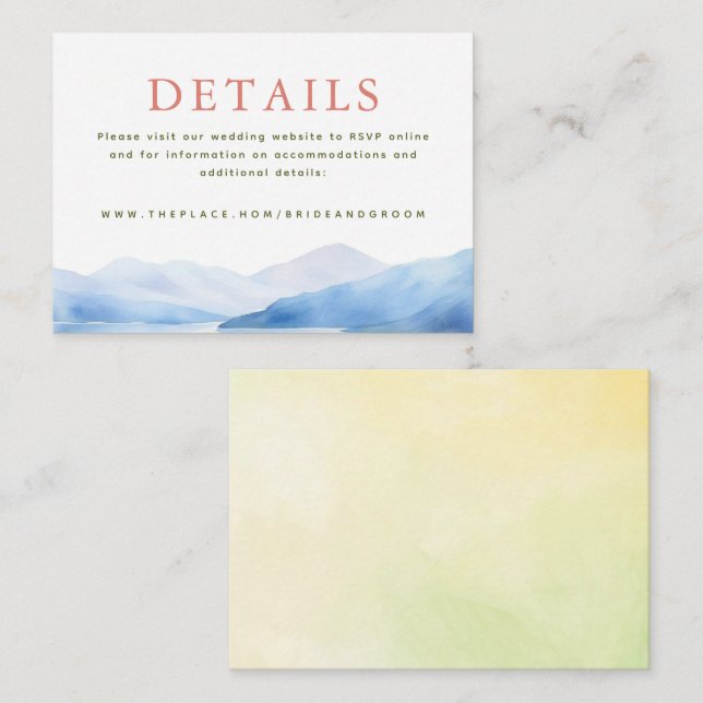 Mountains Wedding Details Small Enclosure Card (Front/Back)