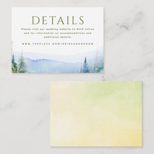 Mountains Wedding Details Small Enclosure Card (Front/Back)