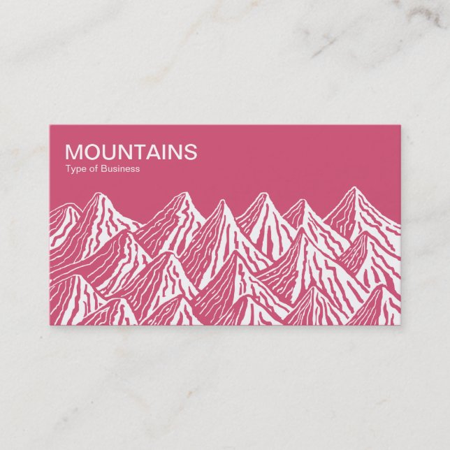 Mountains - White and Deep Pink Business Card (Front)
